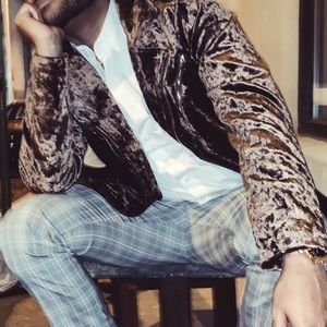 Brown Velour Moto Jacket